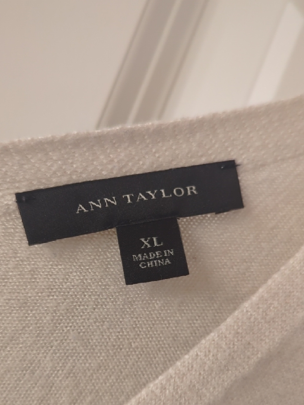 Ann Taylor V-Neck Colorblock Sweater in Cream, Gray & Black - Picture 2 of 3